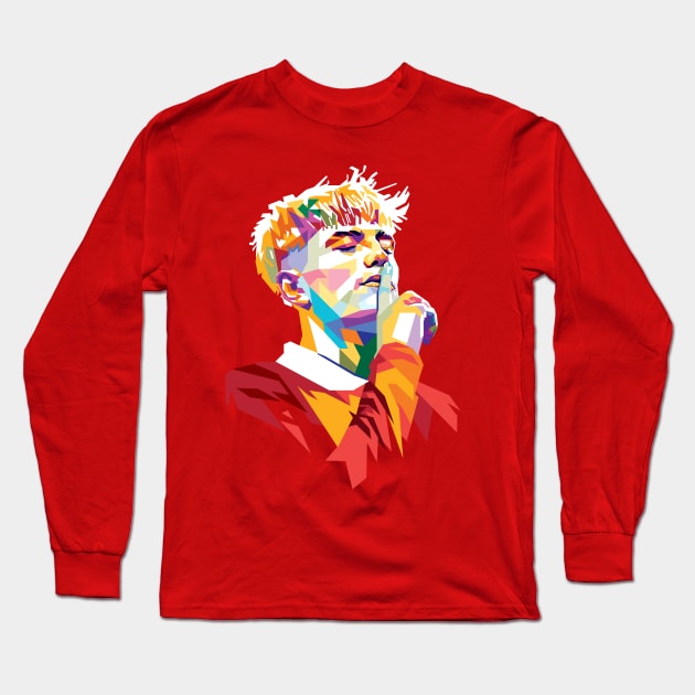 Alejandro Garnacho Portrait Pop Art Long Sleeve T-Shirt by RJWLTG